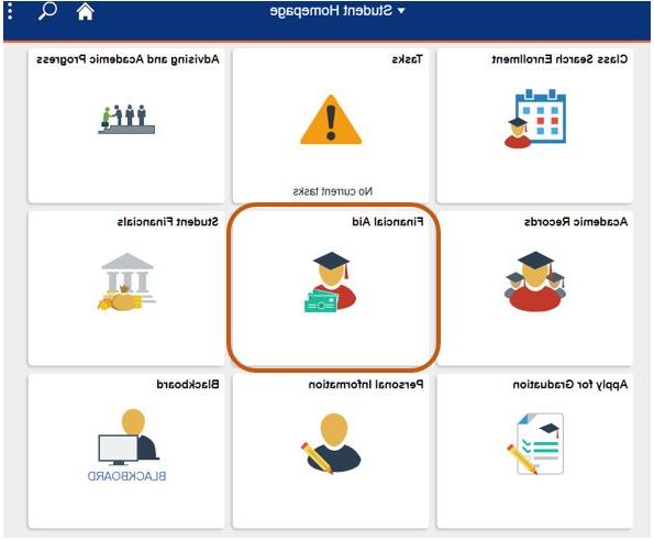 Financial Aid tab on the student homepage