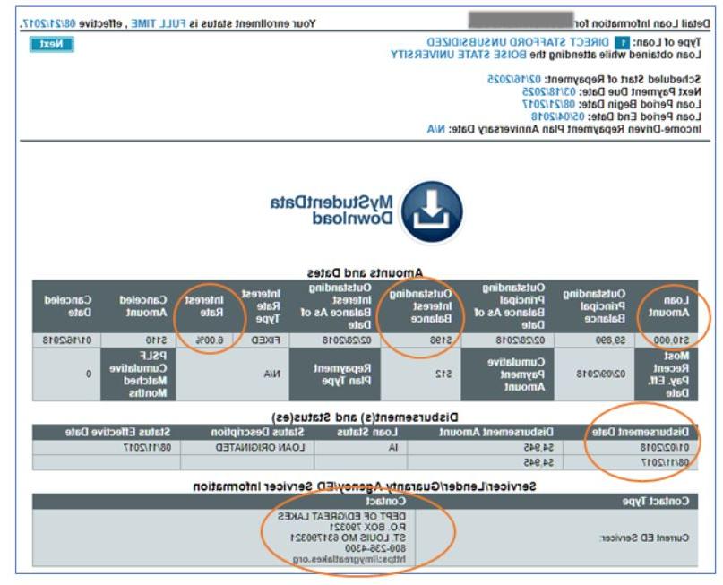 Loan servicer example from the National Student Loan Data System